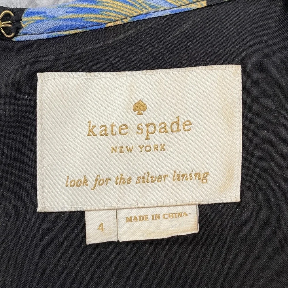 Kate Spade New York Tweed Dress Womens 4 Black Fit Flare‎ Floral Blossom Trim
